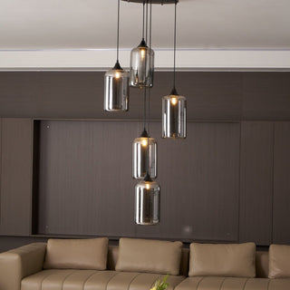 June Suspension Luminaire Industriel Verre Gris Fumé