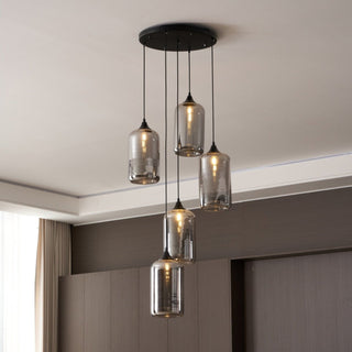 June Suspension Luminaire Industriel Verre Gris Fumé