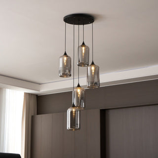 June Suspension Luminaire Industriel Verre Gris Fumé