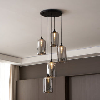 June Suspension Luminaire Industriel Verre Gris Fumé