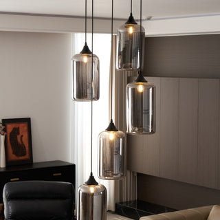 June Suspension Luminaire Industriel Verre Gris Fumé
