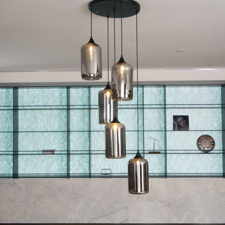 June Suspension Luminaire Industriel Verre Gris Fumé