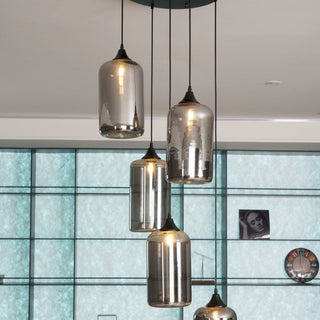 June Suspension Luminaire Industriel Verre Gris Fumé