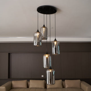 June Suspension Luminaire Industriel Verre Gris Fumé