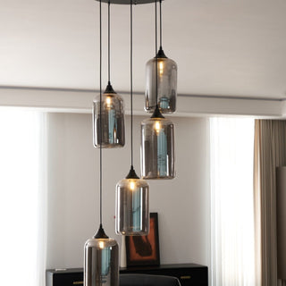 June Suspension Luminaire Industriel Verre Gris Fumé