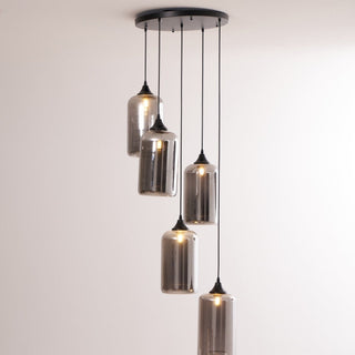 June Suspension Luminaire Industriel Verre Gris Fumé