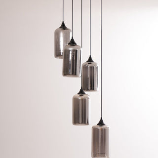 June Suspension Luminaire Industriel Verre Gris Fumé