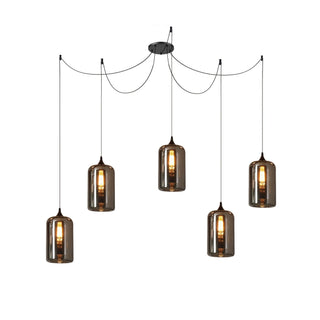 June Suspension Luminaire Industriel Verre Gris Fumé