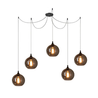 June Suspension Luminaire Industriel Verre Gris Fumé