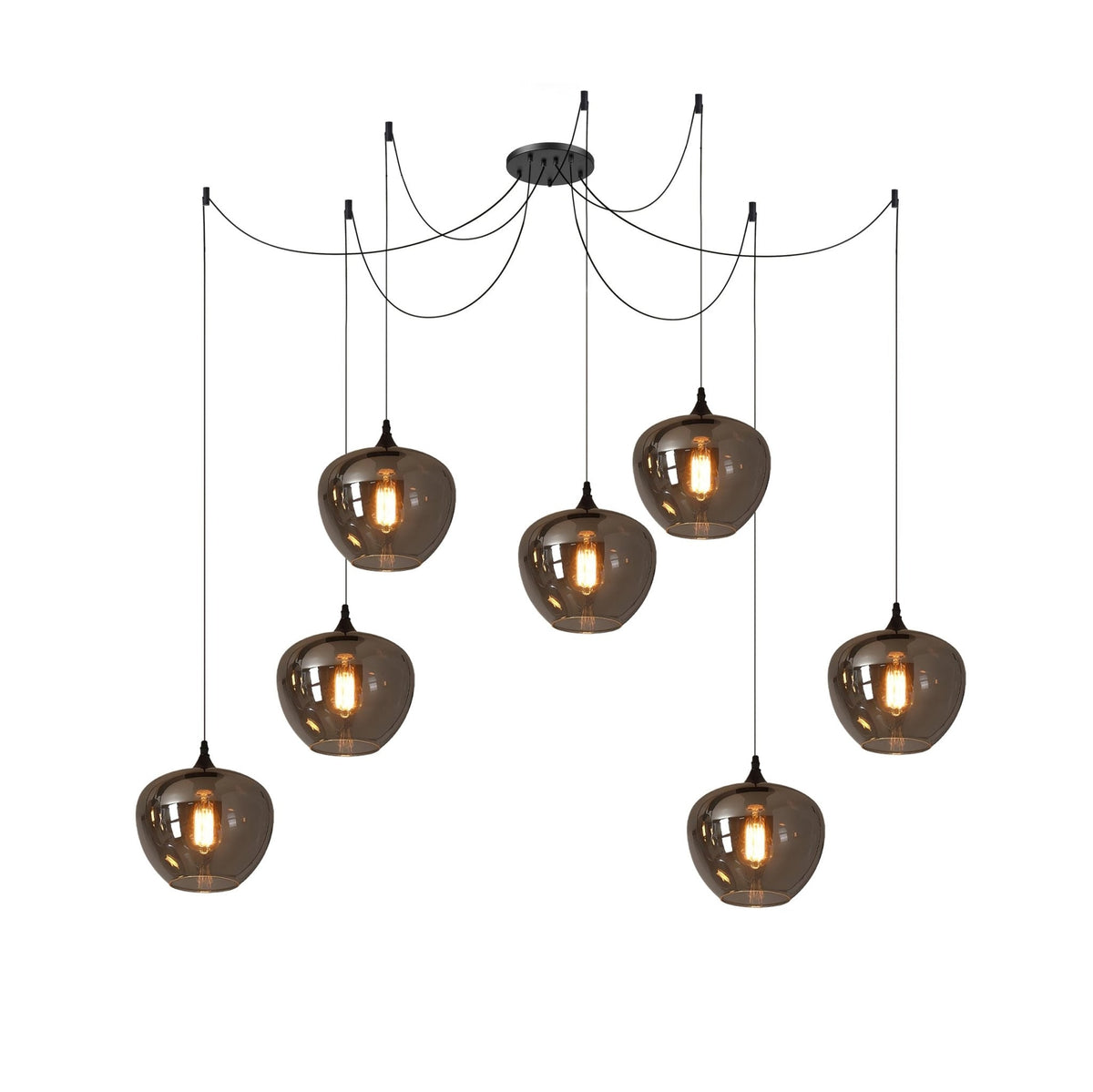 June Suspension Luminaire Industriel Verre Gris Fumé