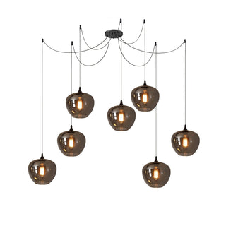 June Suspension Luminaire Industriel Verre Gris Fumé