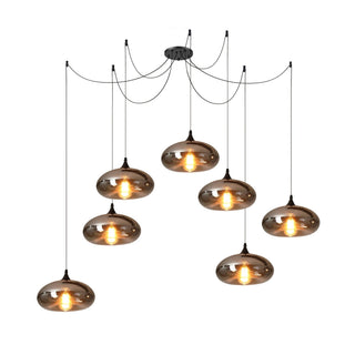 June Suspension Luminaire Industriel Verre Gris Fumé