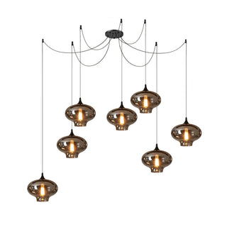 June Suspension Luminaire Industriel Verre Gris Fumé