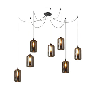 June Suspension Luminaire Industriel Verre Gris Fumé