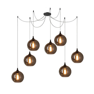 June Suspension Luminaire Industriel Verre Gris Fumé