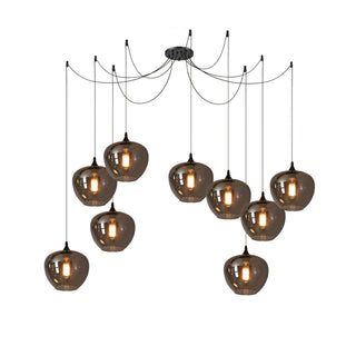 June Suspension Luminaire Industriel Verre Gris Fumé