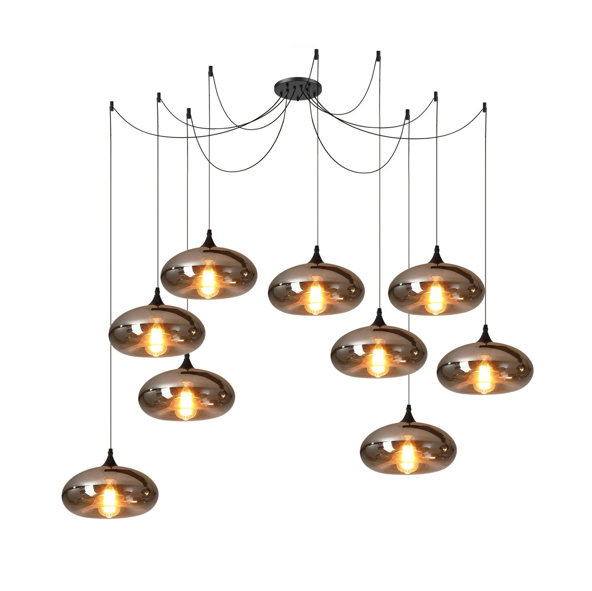 June Suspension Luminaire Industriel Verre Gris Fumé