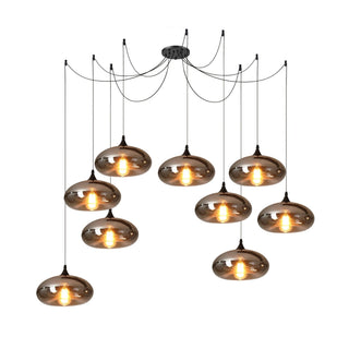 June Suspension Luminaire Industriel Verre Gris Fumé