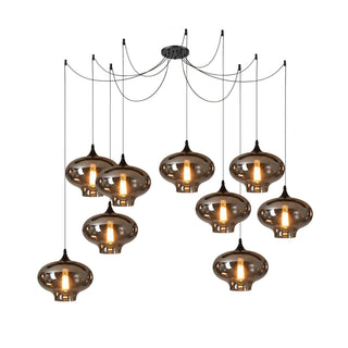 June Suspension Luminaire Industriel Verre Gris Fumé