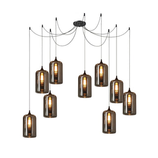 June Suspension Luminaire Industriel Verre Gris Fumé