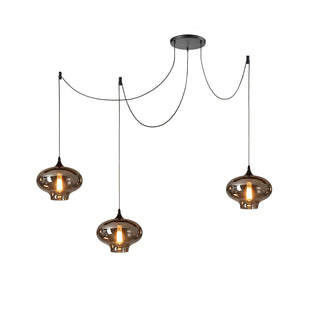 June Suspension Luminaire Industriel Verre Gris Fumé