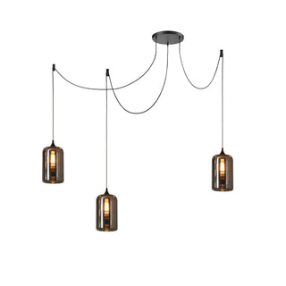 June Suspension Luminaire Industriel Verre Gris Fumé