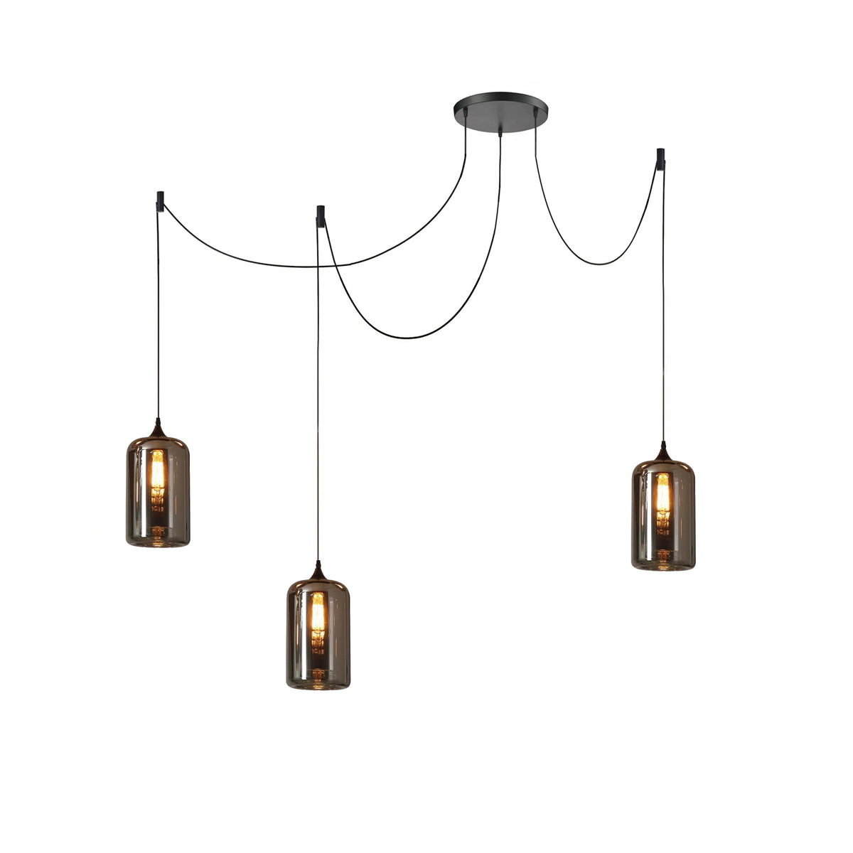 June Suspension Luminaire Industriel Verre Gris Fumé