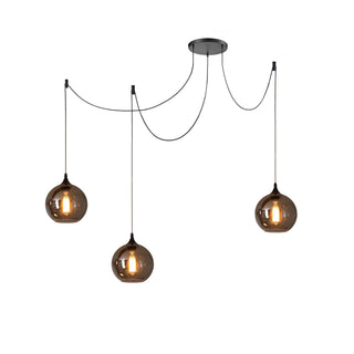 June Suspension Luminaire Industriel Verre Gris Fumé