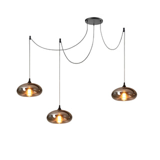 June Suspension Luminaire Industriel Verre Gris Fumé