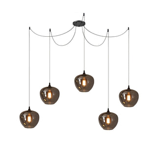 June Suspension Luminaire Industriel Verre Gris Fumé