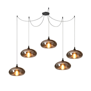 June Suspension Luminaire Industriel Verre Gris Fumé
