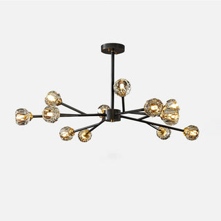 Lustra Suspension Lampe Boule en Cristal et Laiton en Grappe