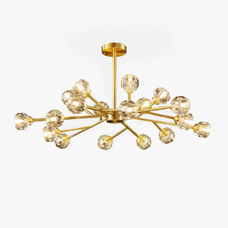 Lustra Suspension Lampe Boule en Cristal et Laiton en Grappe