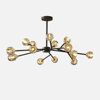 Lustra Suspension Lampe Boule en Cristal et Laiton en Grappe