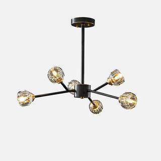 Lustra Suspension Lampe Boule en Cristal et Laiton en Grappe