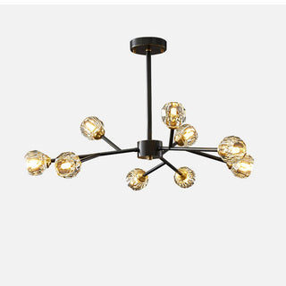 Lustra Suspension Lampe Boule en Cristal et Laiton en Grappe