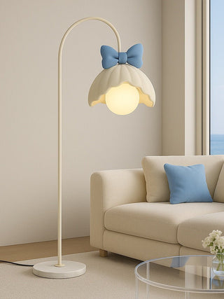 Bow Trim Petal Shade Floor Lamp-Neutral Decor