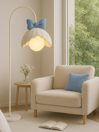 Bow Trim Petal Shade Floor Lamp-Neutral Decor