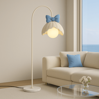 Bow Trim Petal Shade Floor Lamp-Neutral Decor