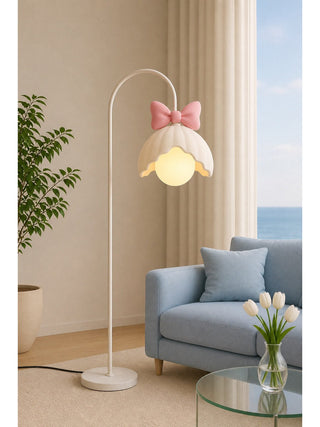 Bow Trim Petal Shade Floor Lamp-Neutral Decor