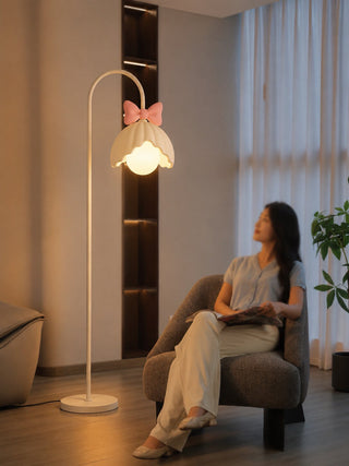 Bow Trim Petal Shade Floor Lamp-Neutral Decor