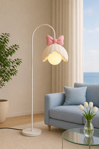 Bow Trim Petal Shade Floor Lamp-Neutral Decor