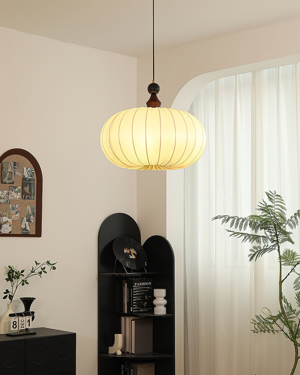 View from underneath the Bowie Pendant Light, showing the bulb housing.