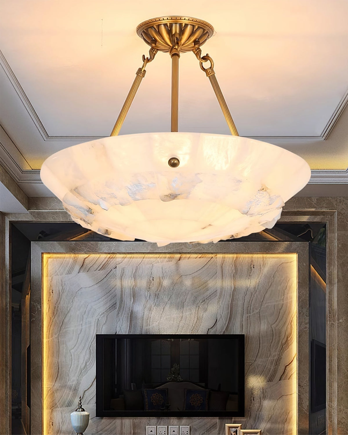 Nomen Bowl Pendant Lamp Alabaster Elegance-Neutral Decor