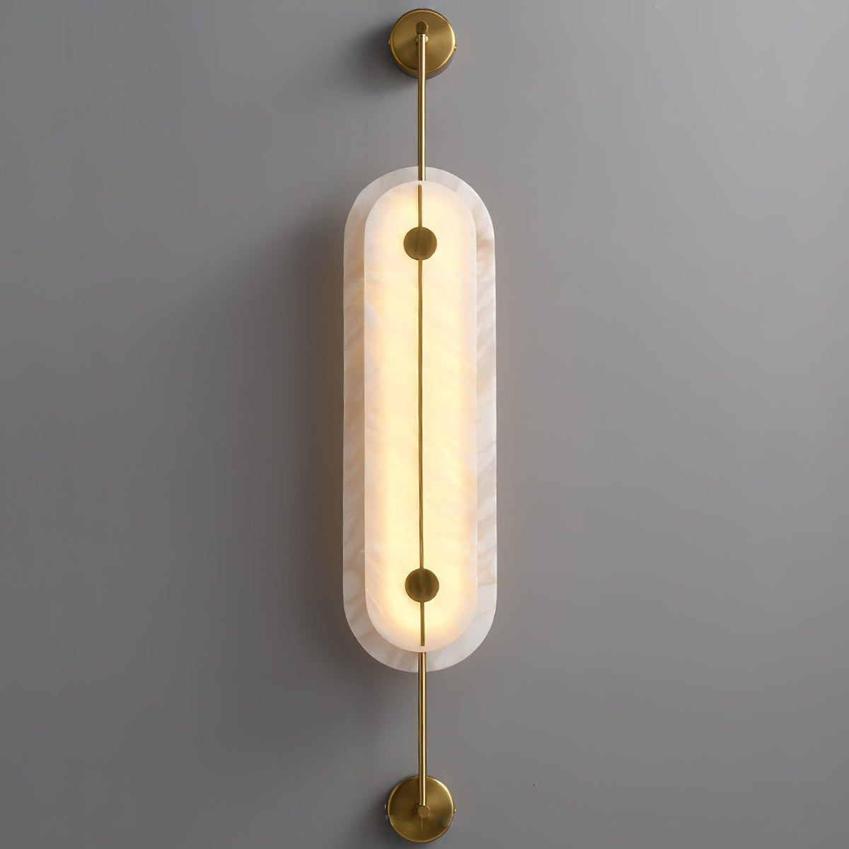 The Brace Alabaster Wall Lamp with the black finish option.