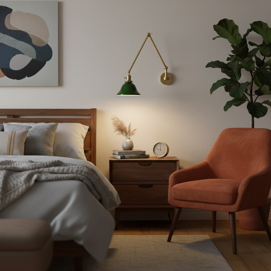 The Brady lamp providing focused task lighting over a desk.