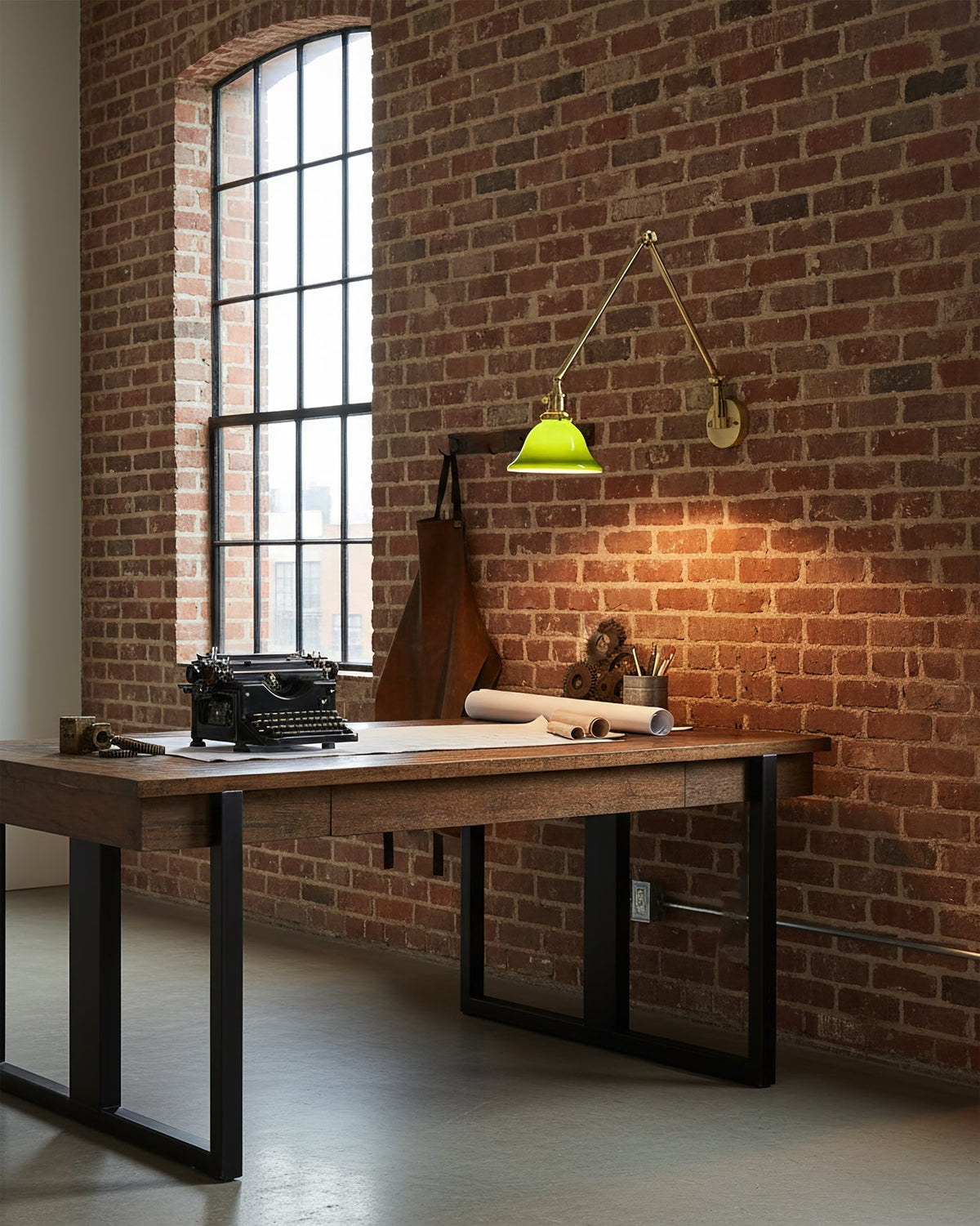 The lamp's arm extended to showcase its full reach.