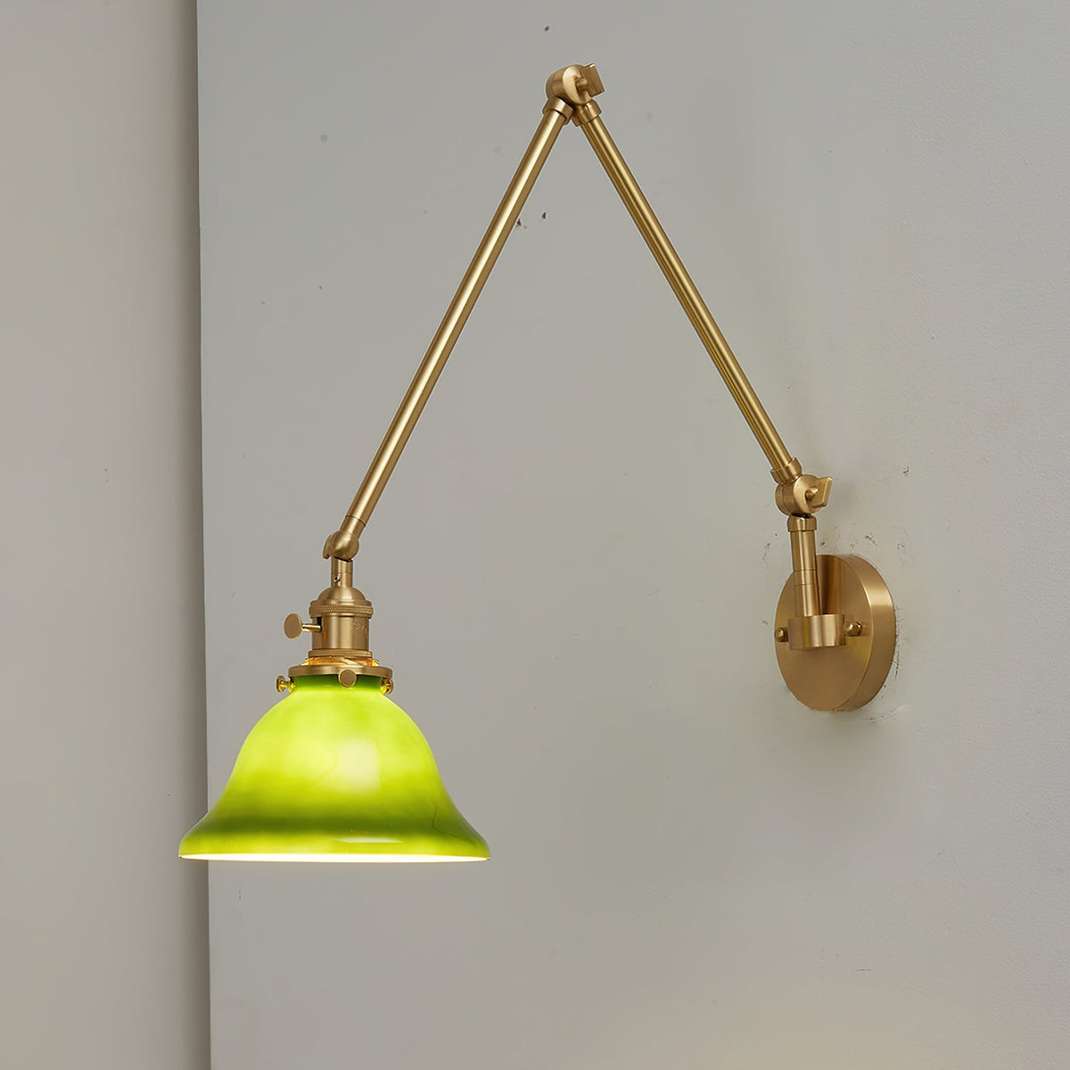 The lamp positioned for direct task lighting.