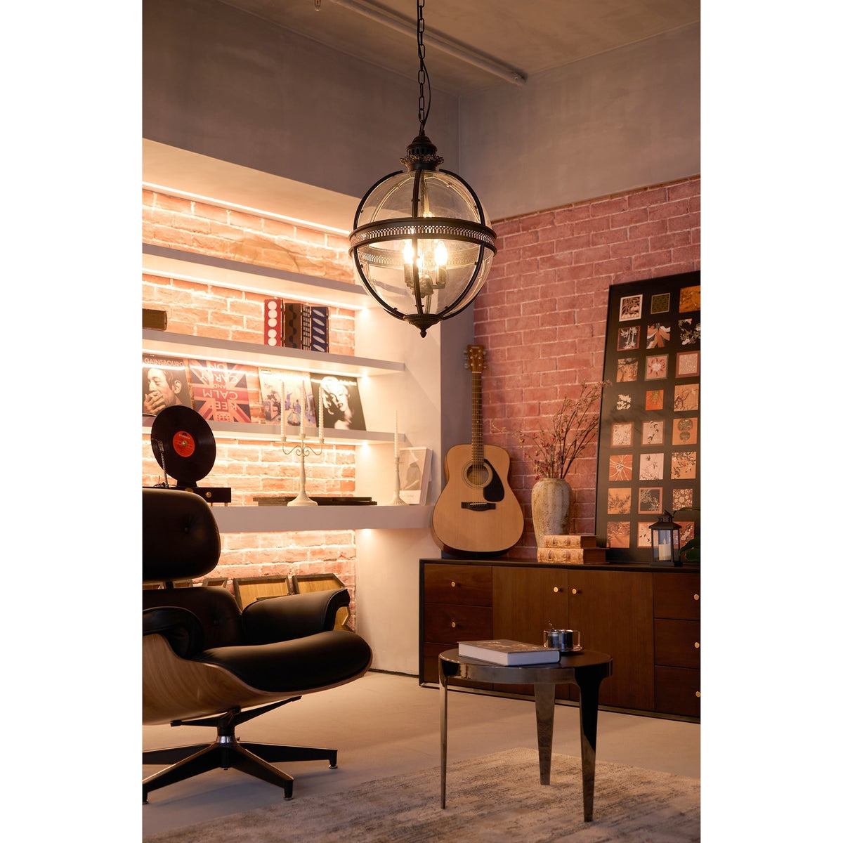 Svelte Suspension en Verre Vintage Industriel