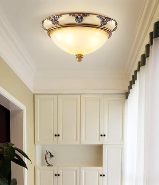 Solara Lampe Plafonnier en Verre Opale Antique Vintage